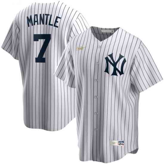 Men New York Yankees 7 Mickey Mantle Nike Home Cooperstown Collection Player MLB Jersey White